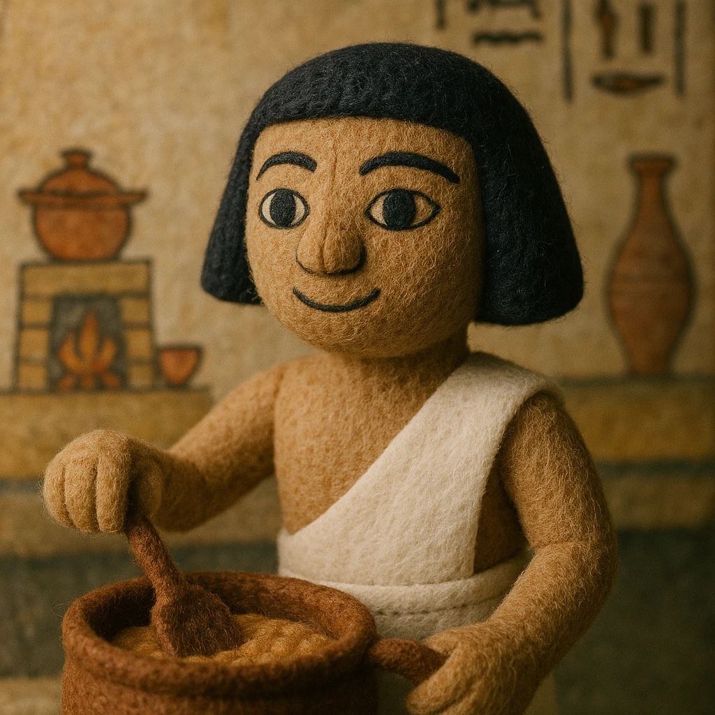 ancient Egyptian cooking scene in hieroglyphic style emoji