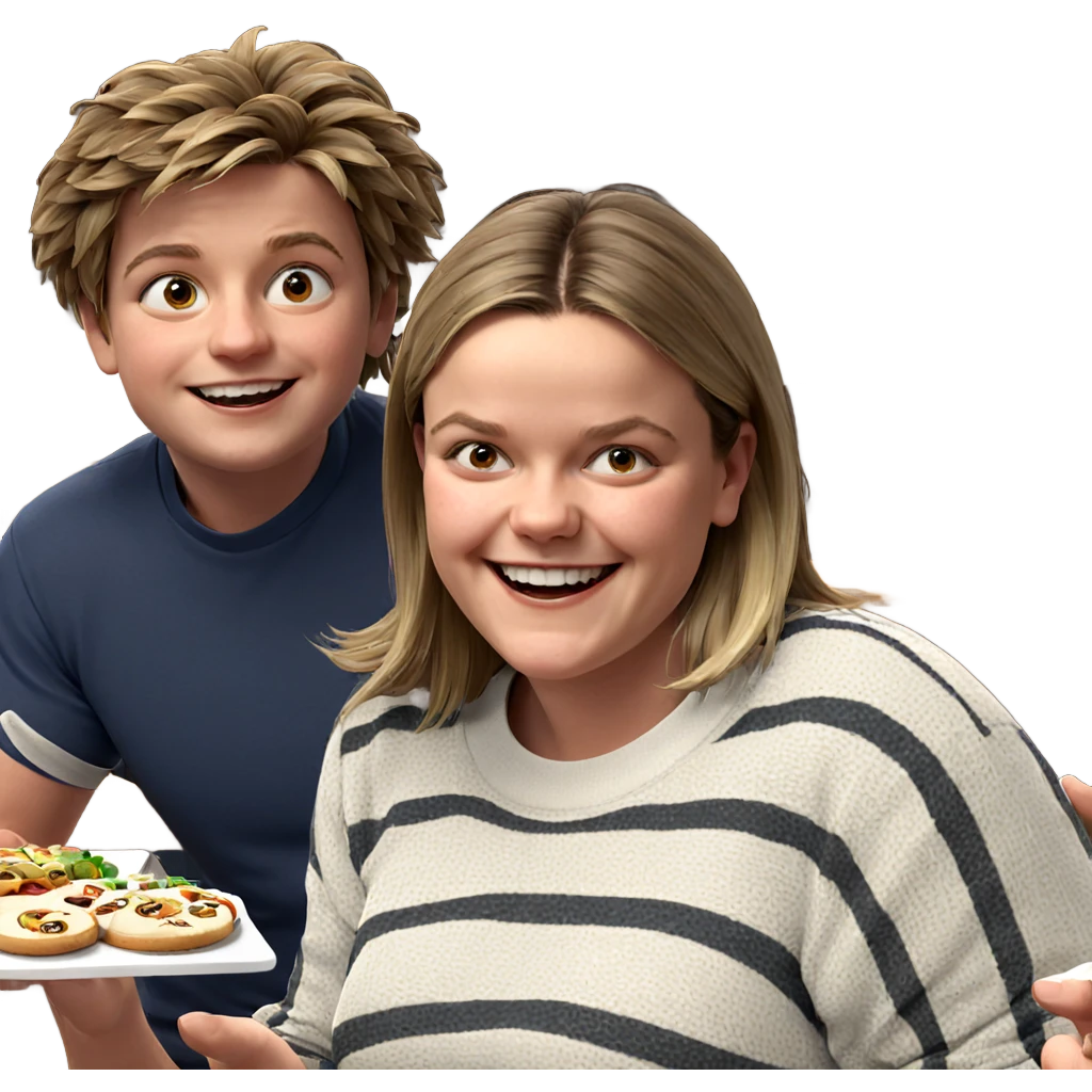 friends enjoying food together emoji