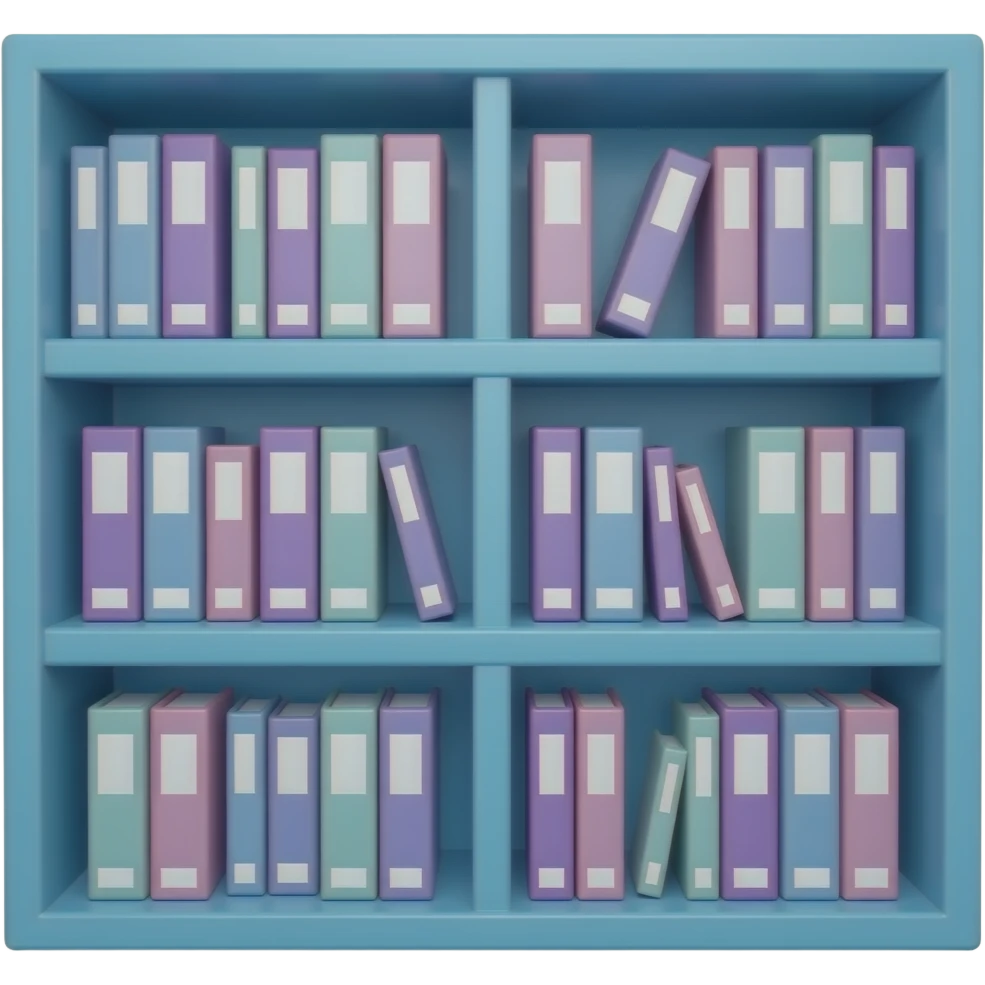soft blue purple school Bookshelf on library, transparent background inspired by barbie colour pallete emoji