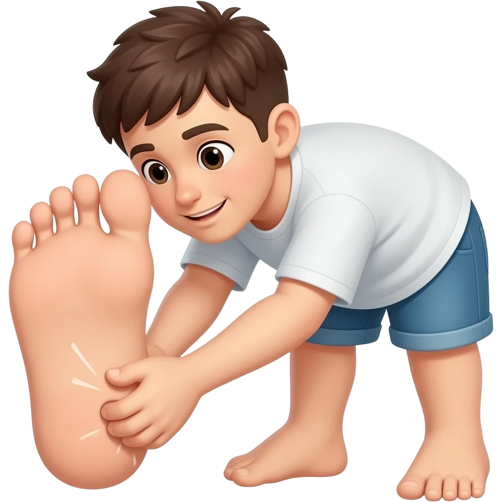 Boy has feet rubbing his penis emoji