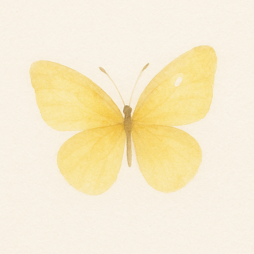 yellow butterfly with shine, watercolor art style emoji