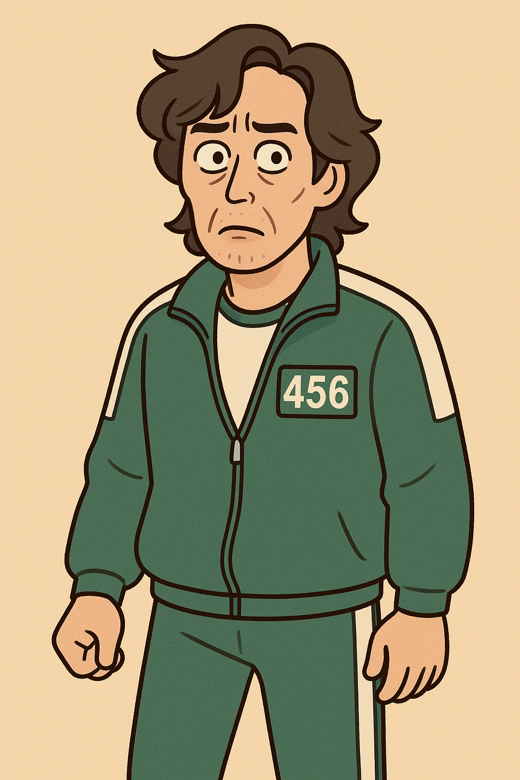 squid game player in green tracksuit, simple style emoji