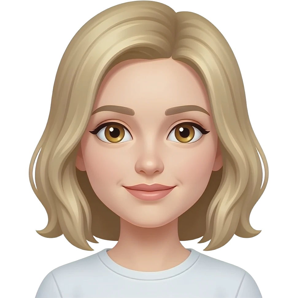 Ein Mädchen mit der Augenfarbe hazel und blonde Haare und Name chiara emoji