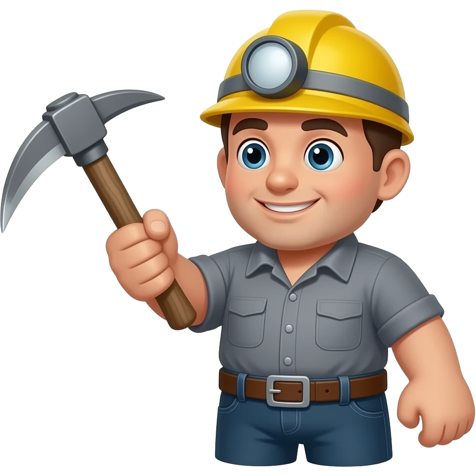 miner mascot with a pick axe emoji