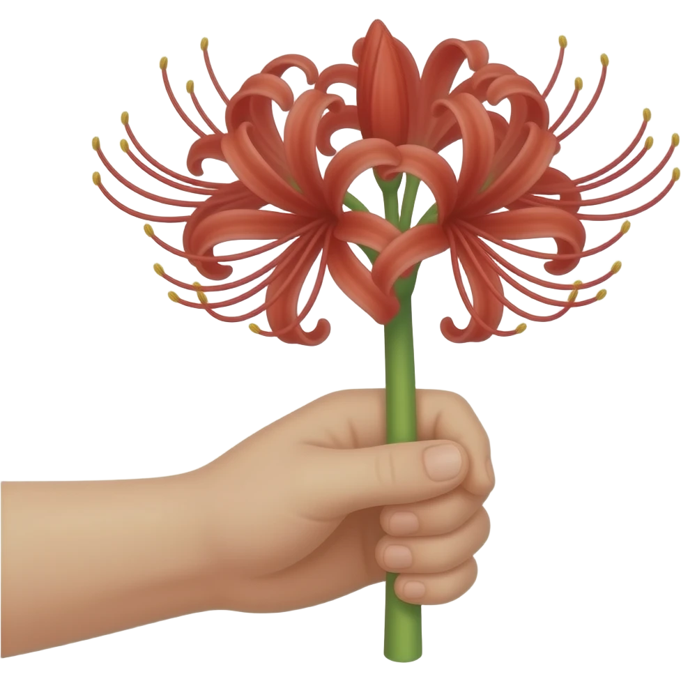 Hand holding lycoris and giving it emoji