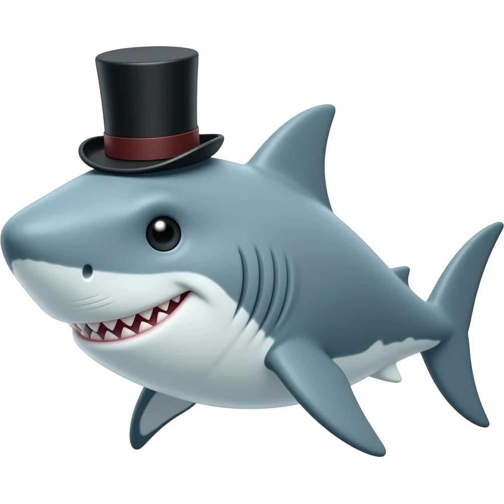 Shark with a top hat emoji