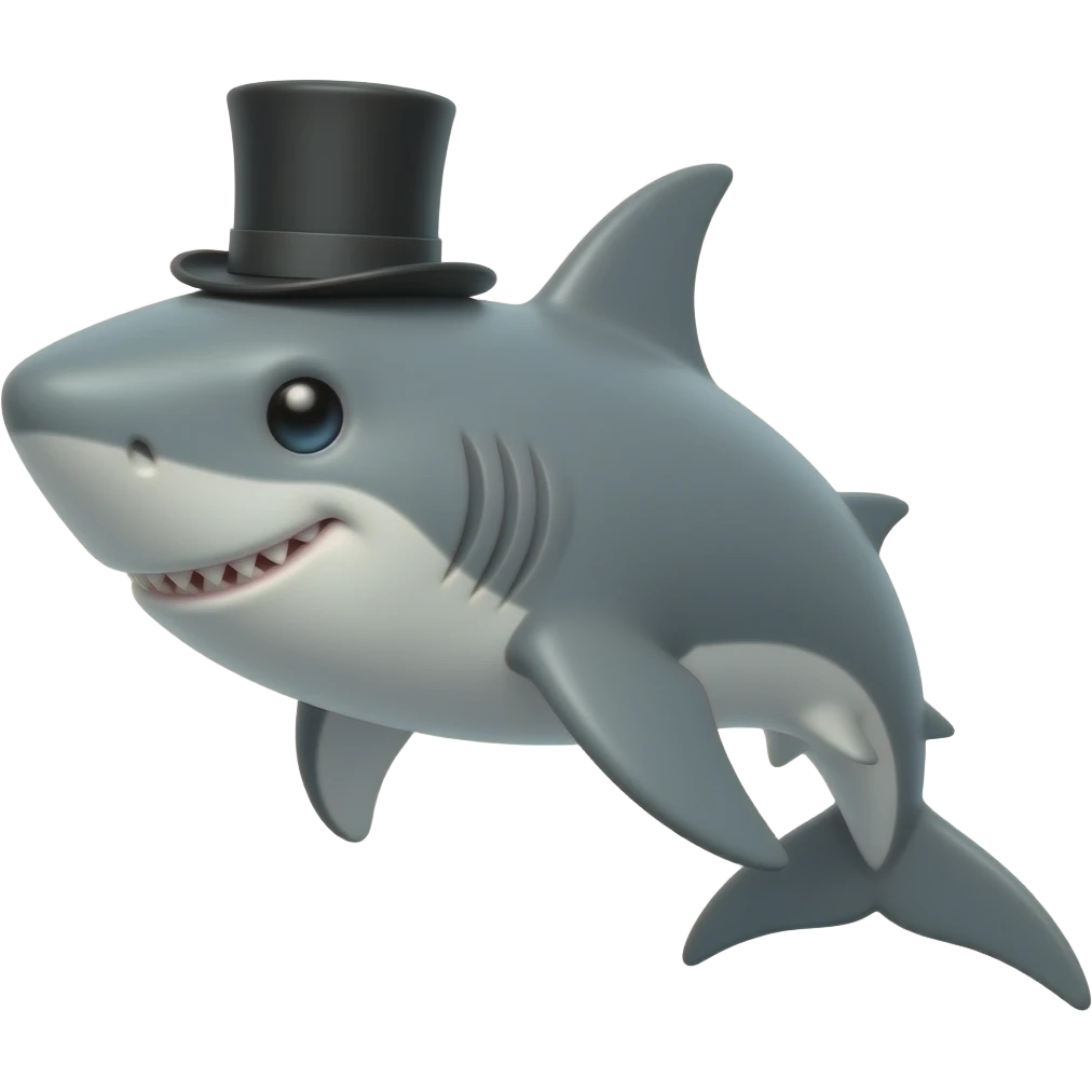 Shark with a top hat emoji