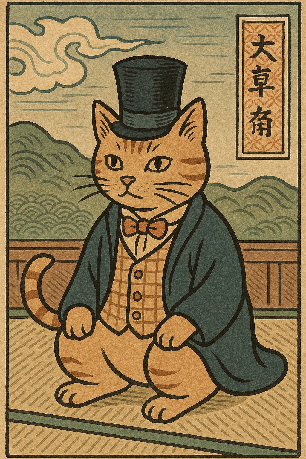 cat wearing a tophat emoji