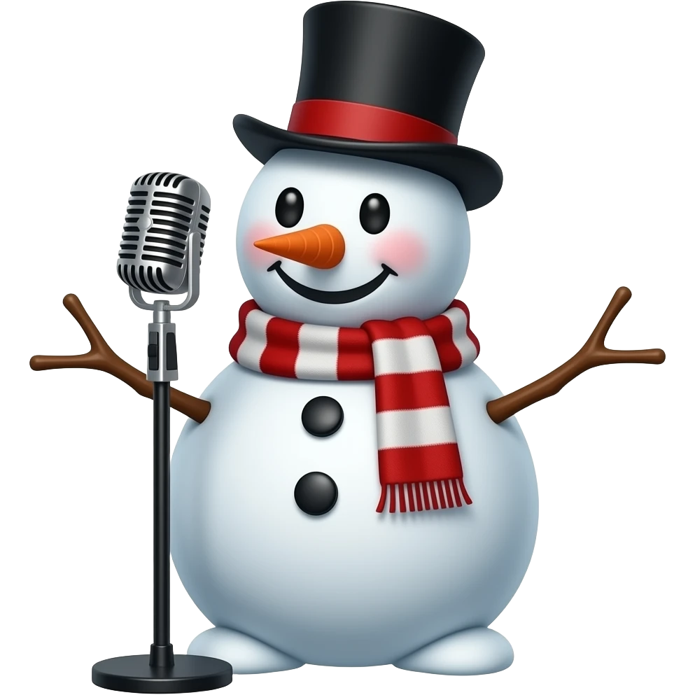 snow man with singing mic emoji