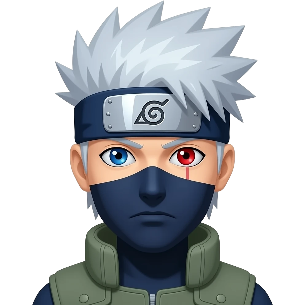 Make kakashi from naruto make right eye red emoji