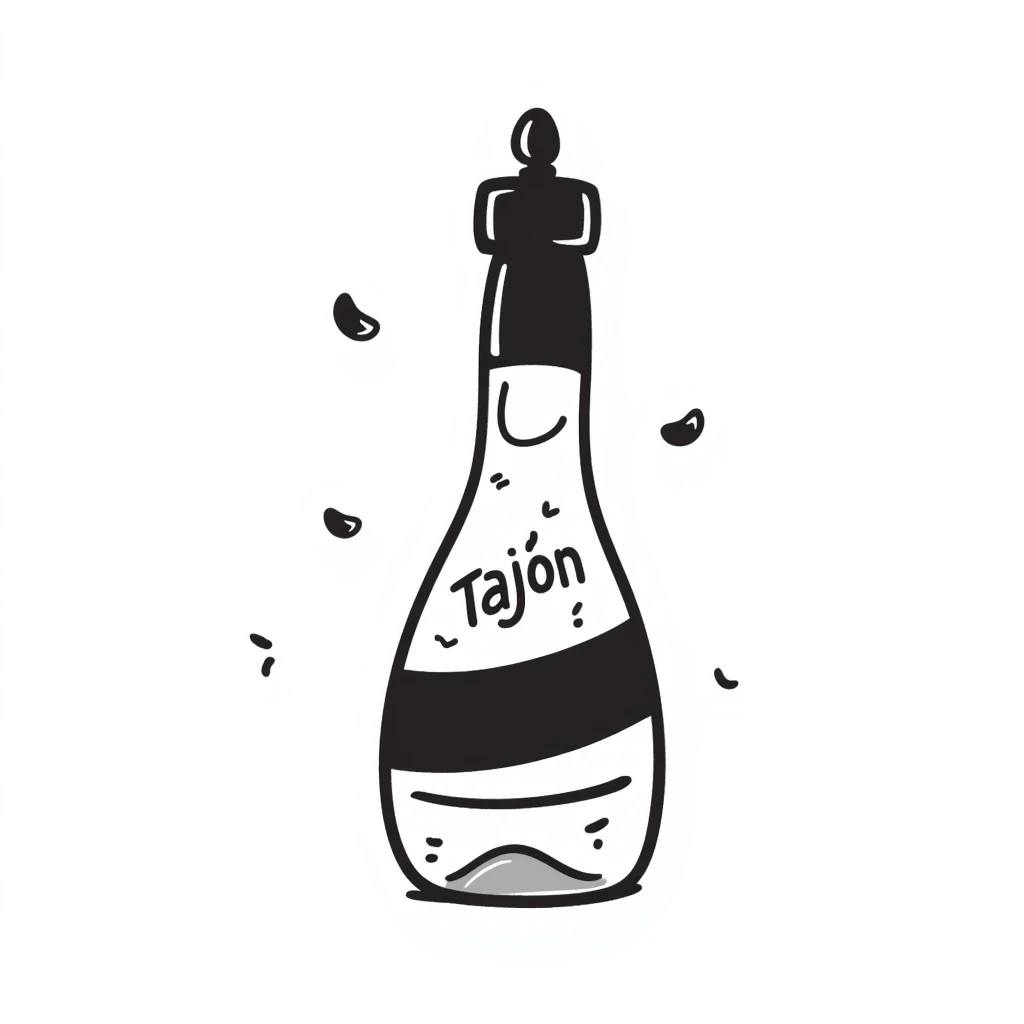 a bottle of Tajín seasoning, playful and sketchy hand-drawn black doodle emoji