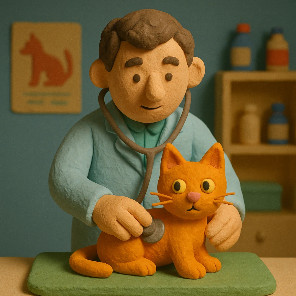 veterinarian examining a cat emoji