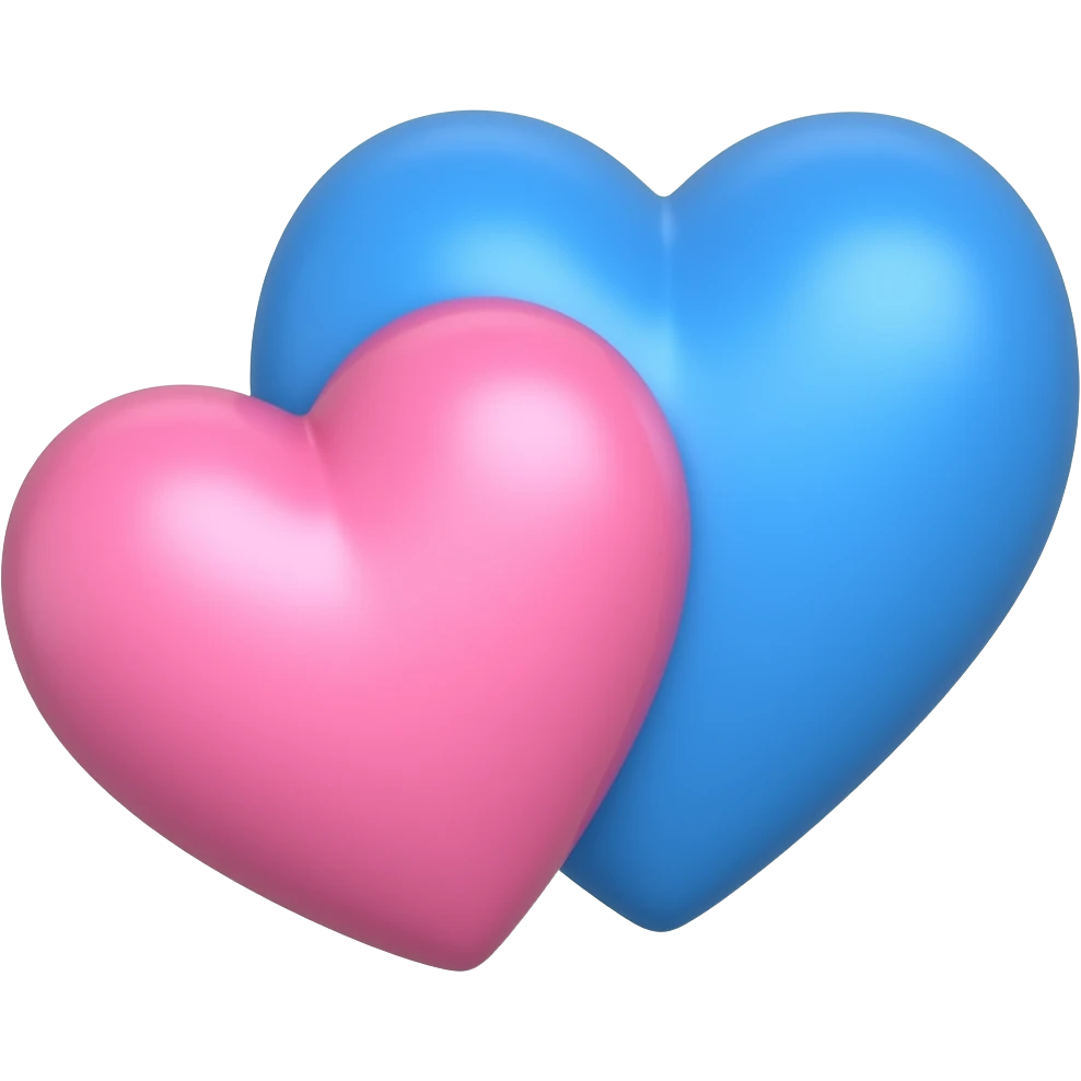 Two hearts and one should’ve be in Light pink and royal blue heart emoji emoji