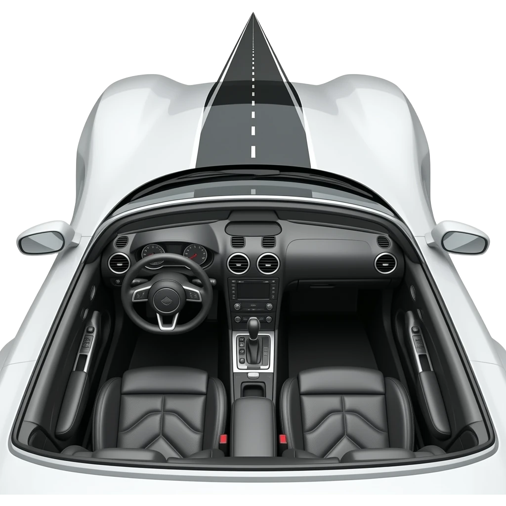 Sports car interior in a infnitive highway emoji