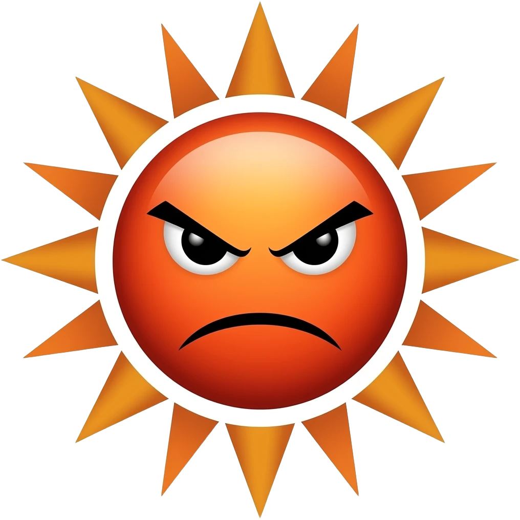 je veux des emoji soleil qui est en collere simple rouge emoji