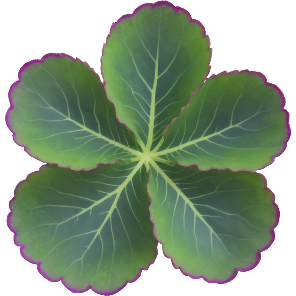 Close-up of Begonia Rex leaf center showing pronounced spiral pattern, dark green leaf with purple edges and white spots emoji
