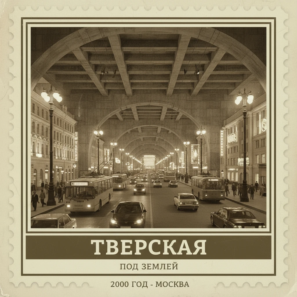 Полная копия Тверской улицы под землей. Россия, 2000 год.

Стиль - фотореализм.

Стилизуй под марку с фото emoji