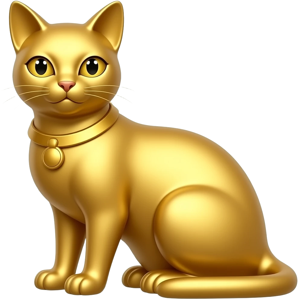 seating haughty cat-goddess golden statue emoji