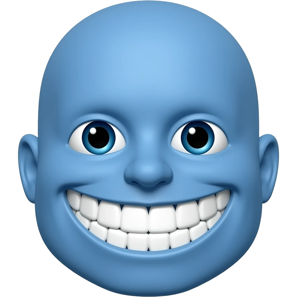 A blue face with a giant jawline emoji