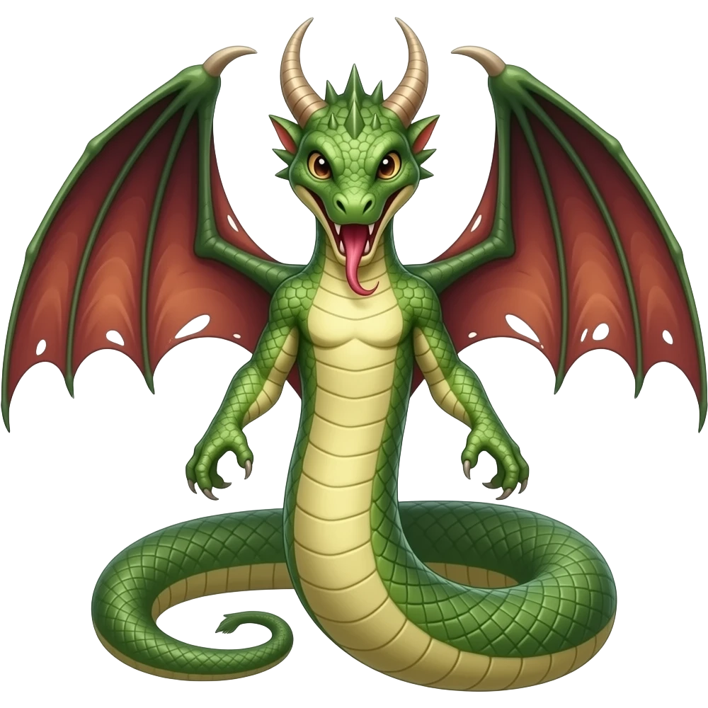 serpent with a head, dragon wings and arms and another head in the tail emoji
