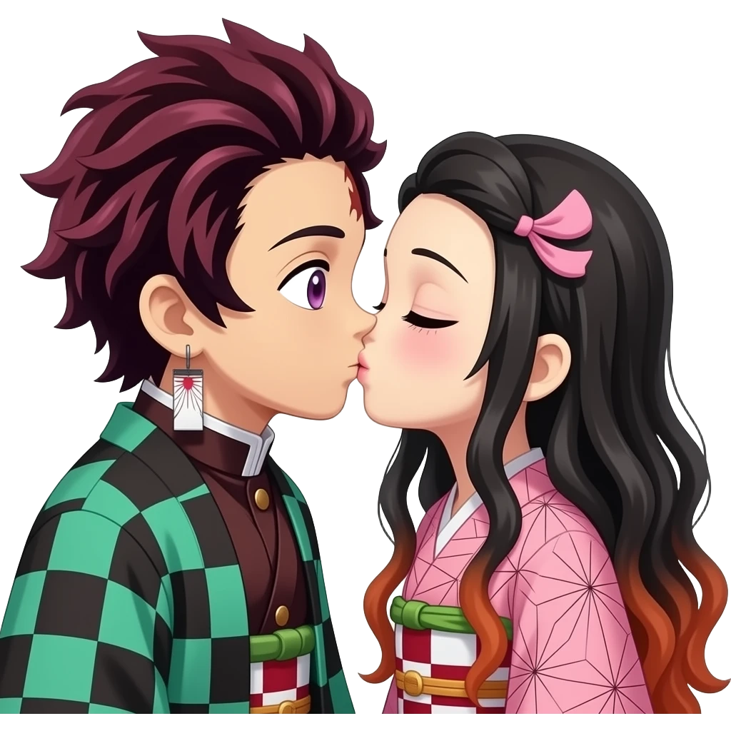 giyu tomioka and nezuko kissing emoji