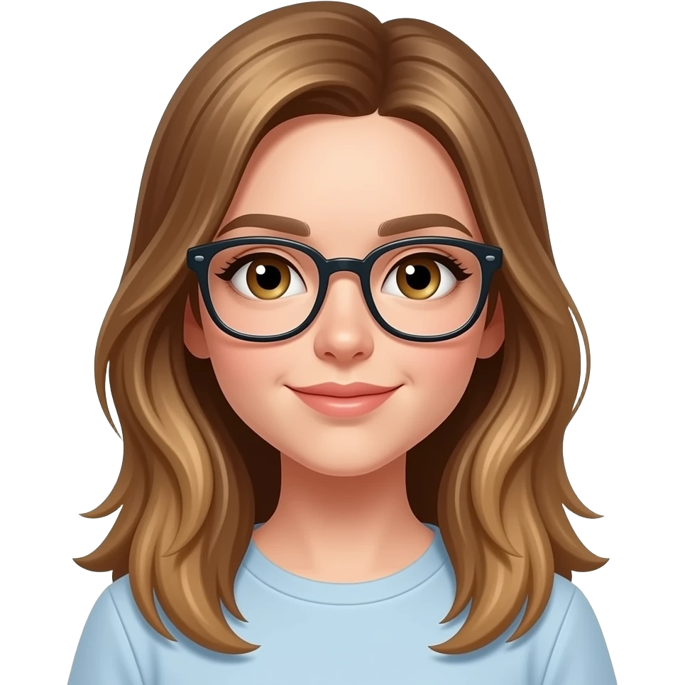 cheveux brun presque blond yeux noisette lunette fille emoji