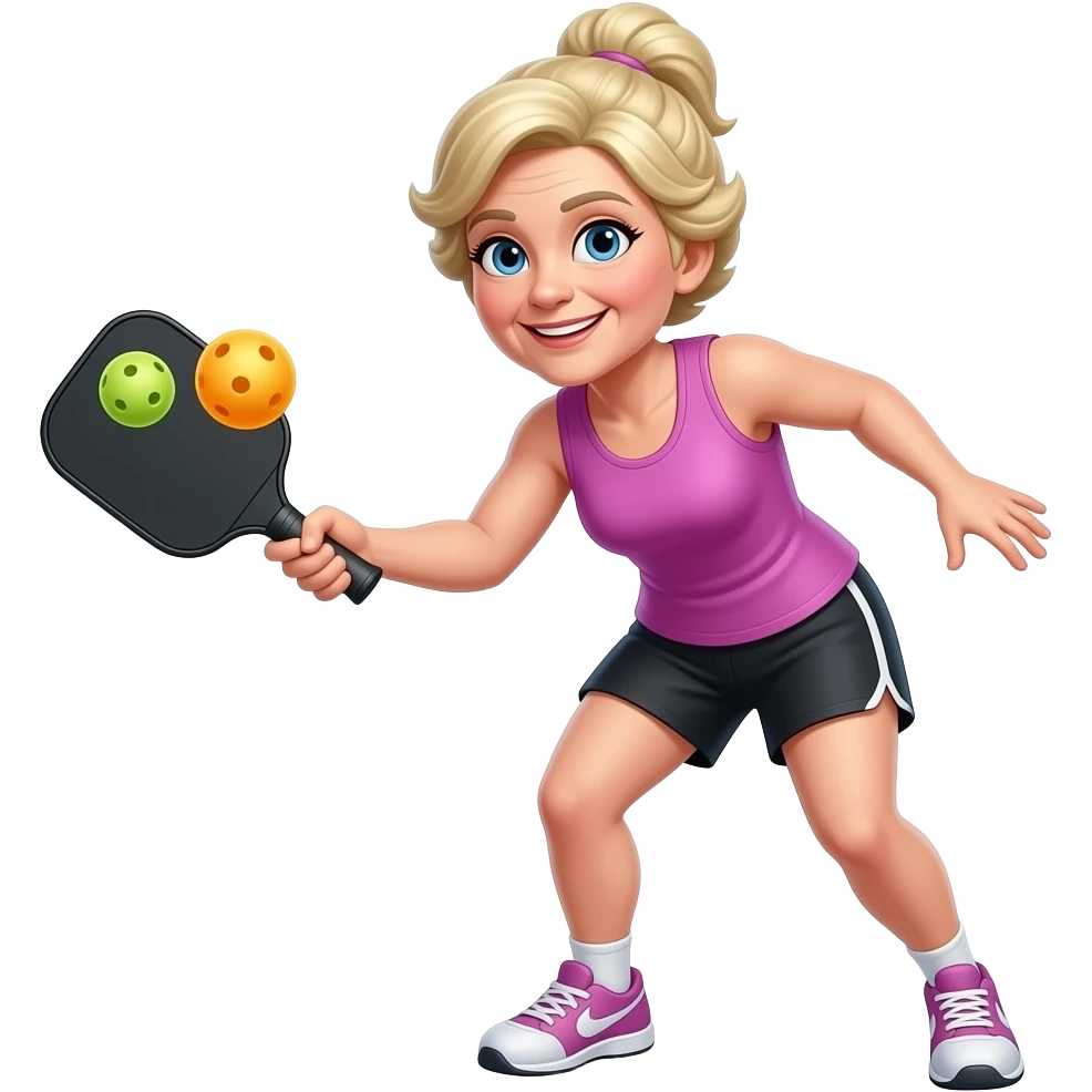 athletic blonde grandma pickle ball player emoji