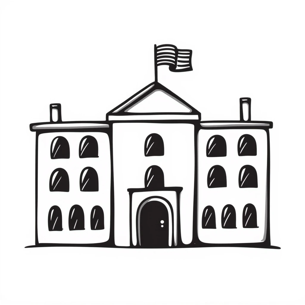hand-drawn doodle of the White House emoji