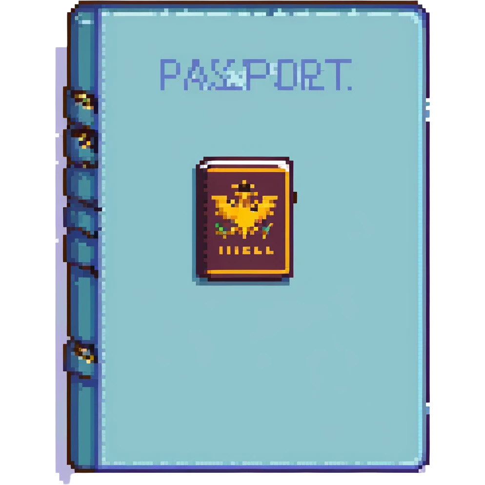 pixel art style passport, closed, simple design emoji