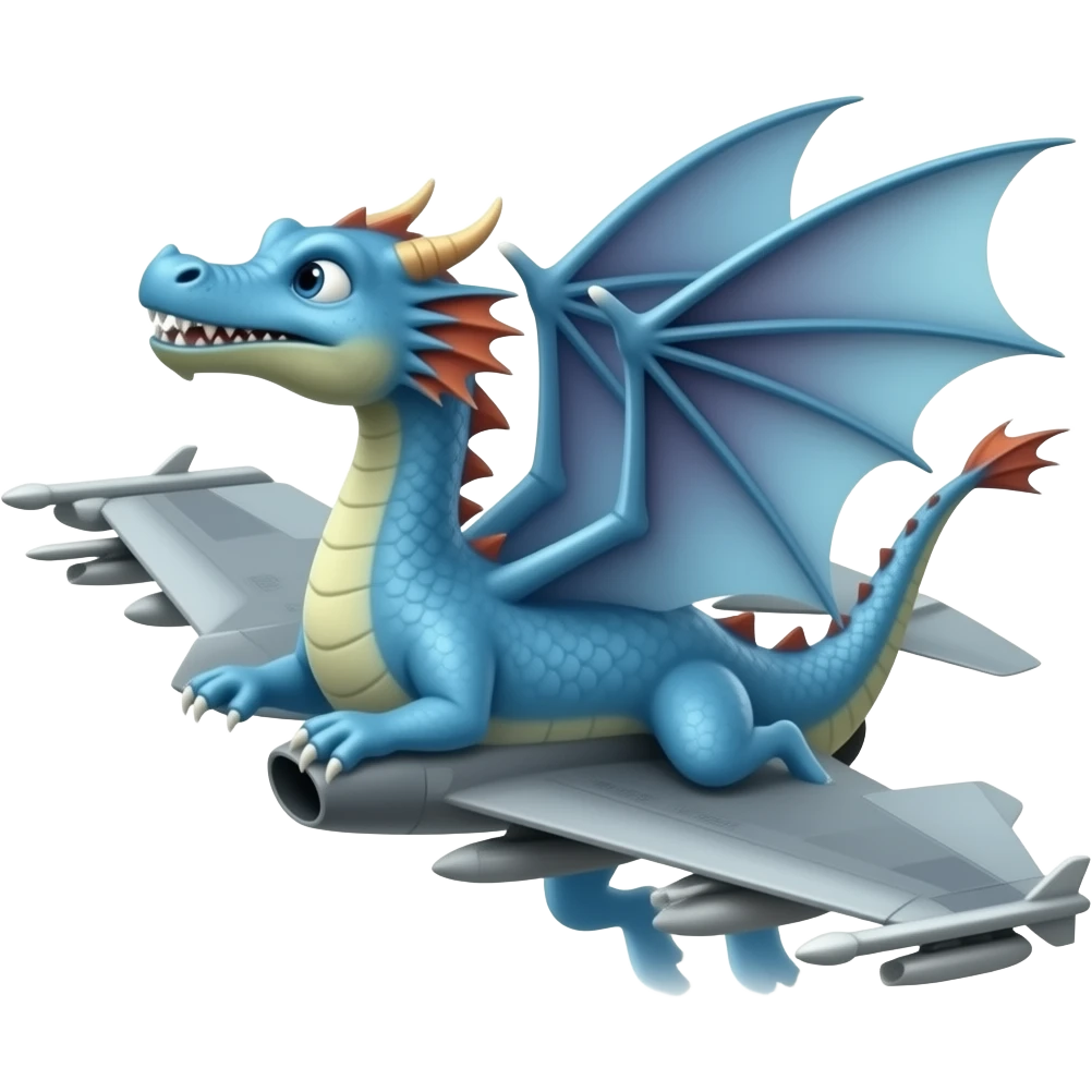 Blue dragon flying a fighter jet emoji