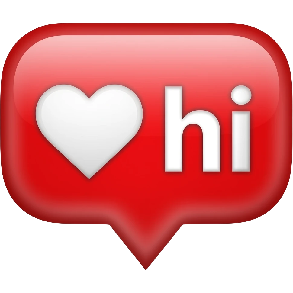 Dialog love box saying hi red version emoji