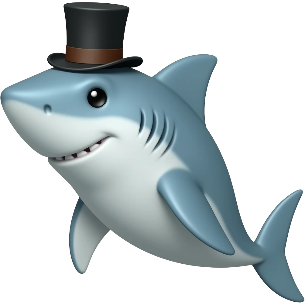 Shark with a top hat emoji
