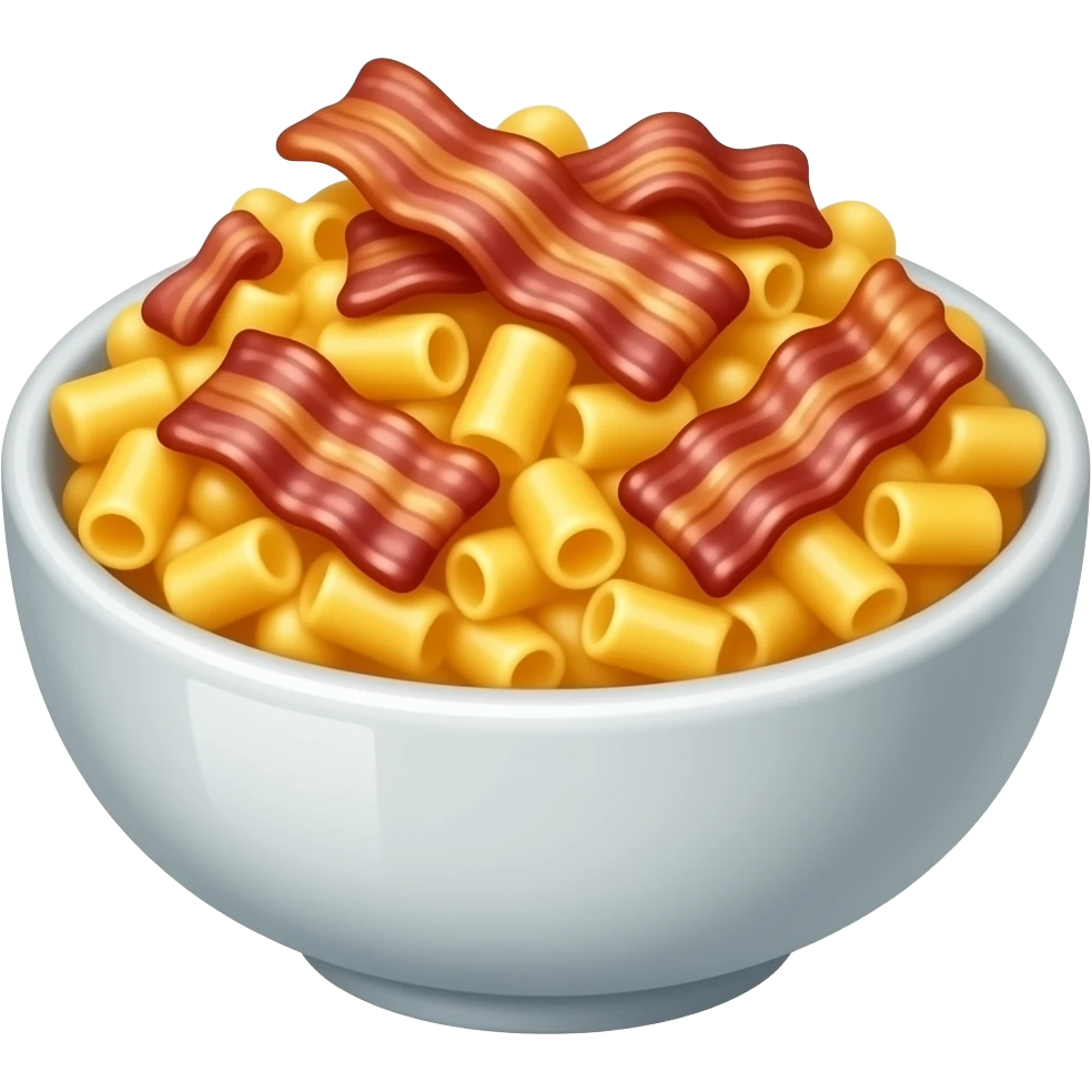 mac and cheese with bacon in a bowl emoji
