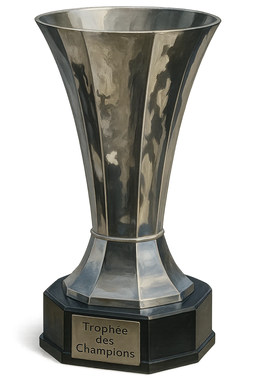 Фотореалистичный и изометричный Trophée des Champions, объемный чуть слегка рисованный стиль, прозрачный фон emoji
