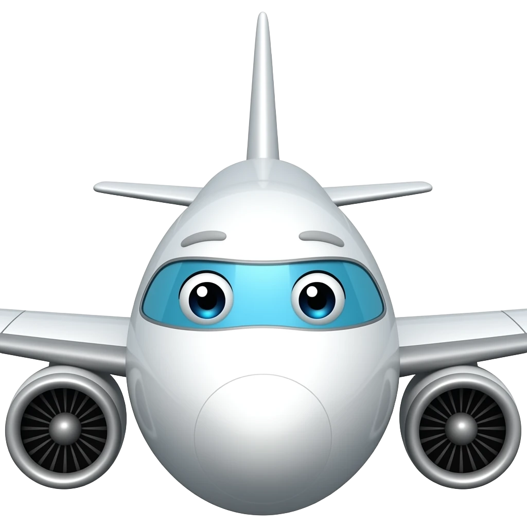 Airplane with cute eyes at the front emoji
