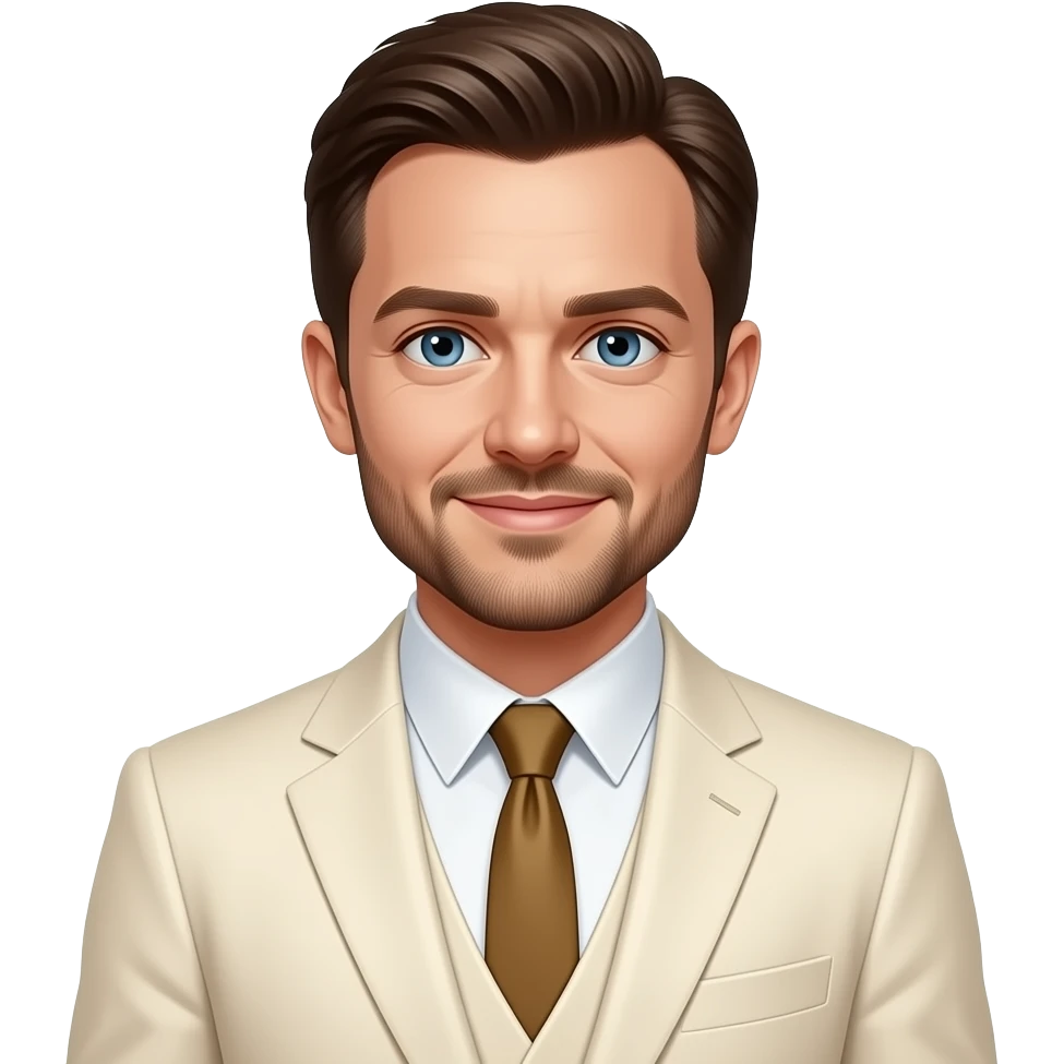 Elijah Wood with cream oscar suit emoji