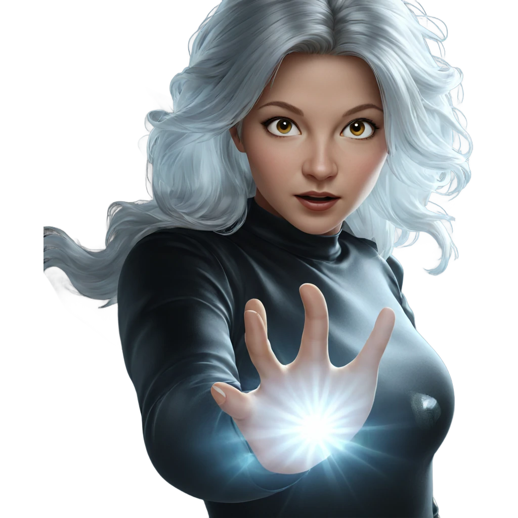 realistic portrait of white haired girl emoji