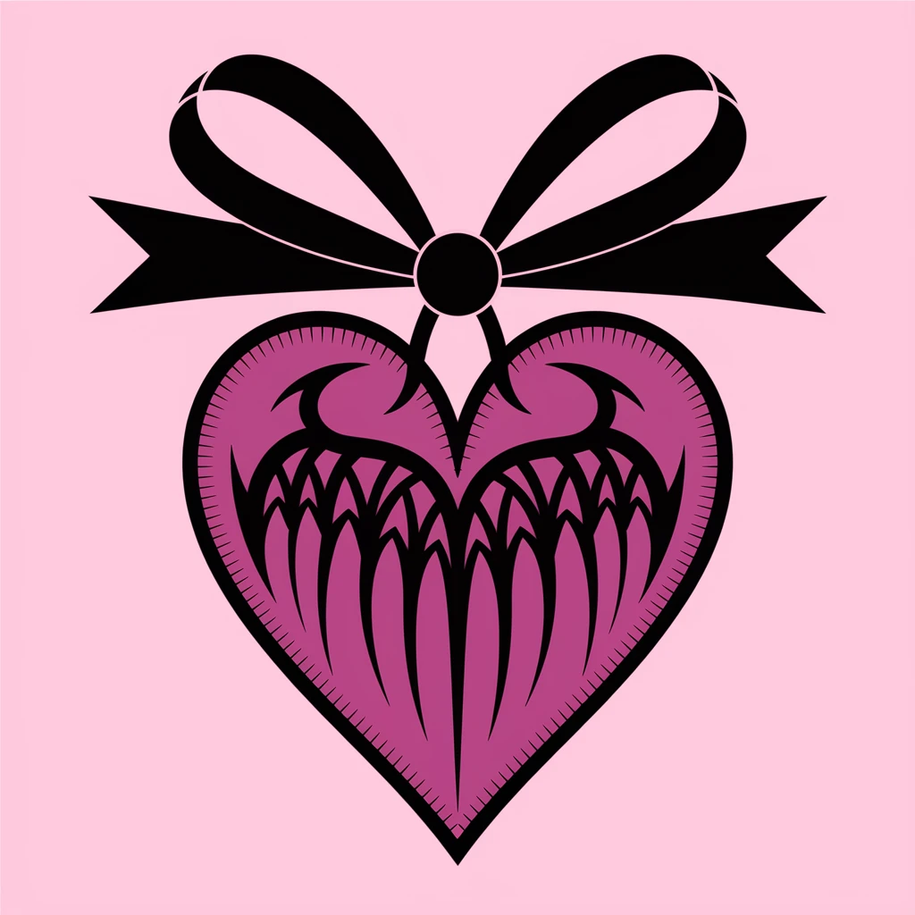 gothic heart with a black velvet ribbon emoji