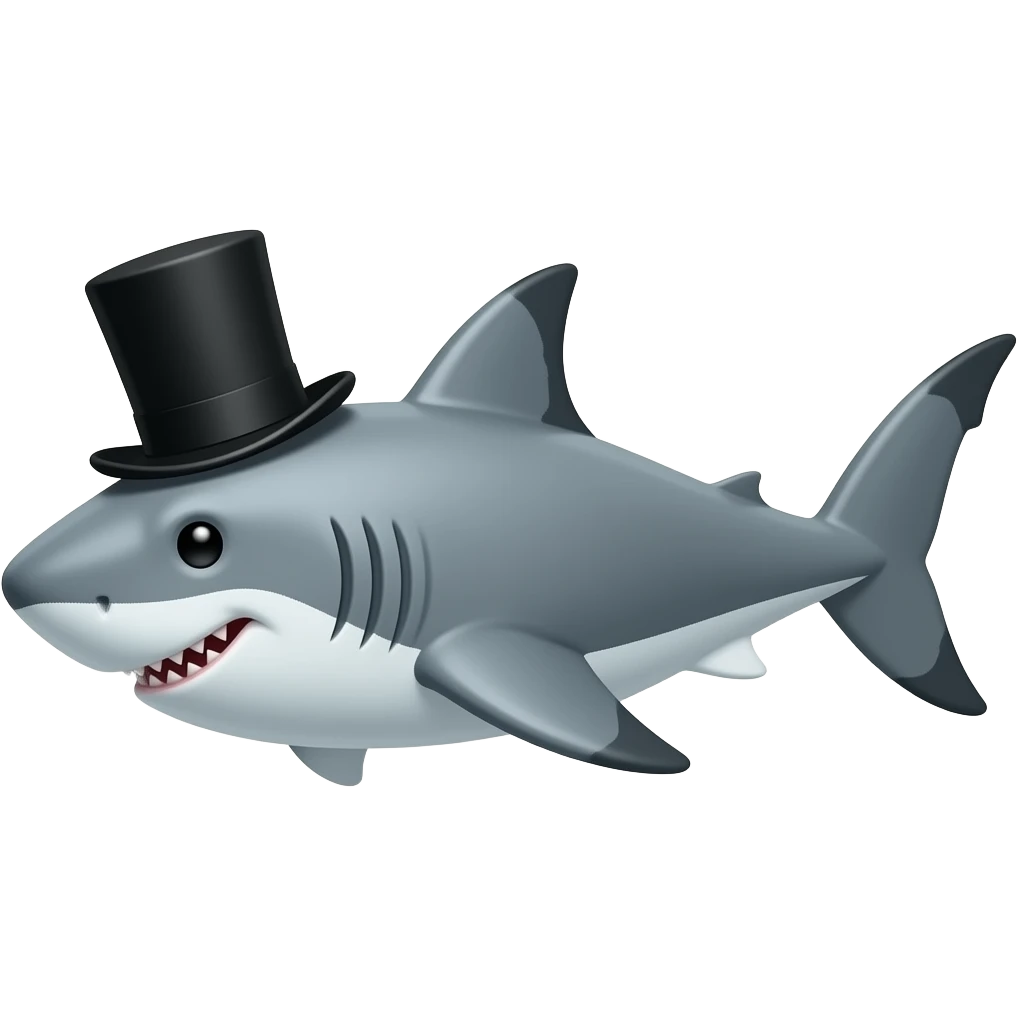 Shark with a top hat emoji