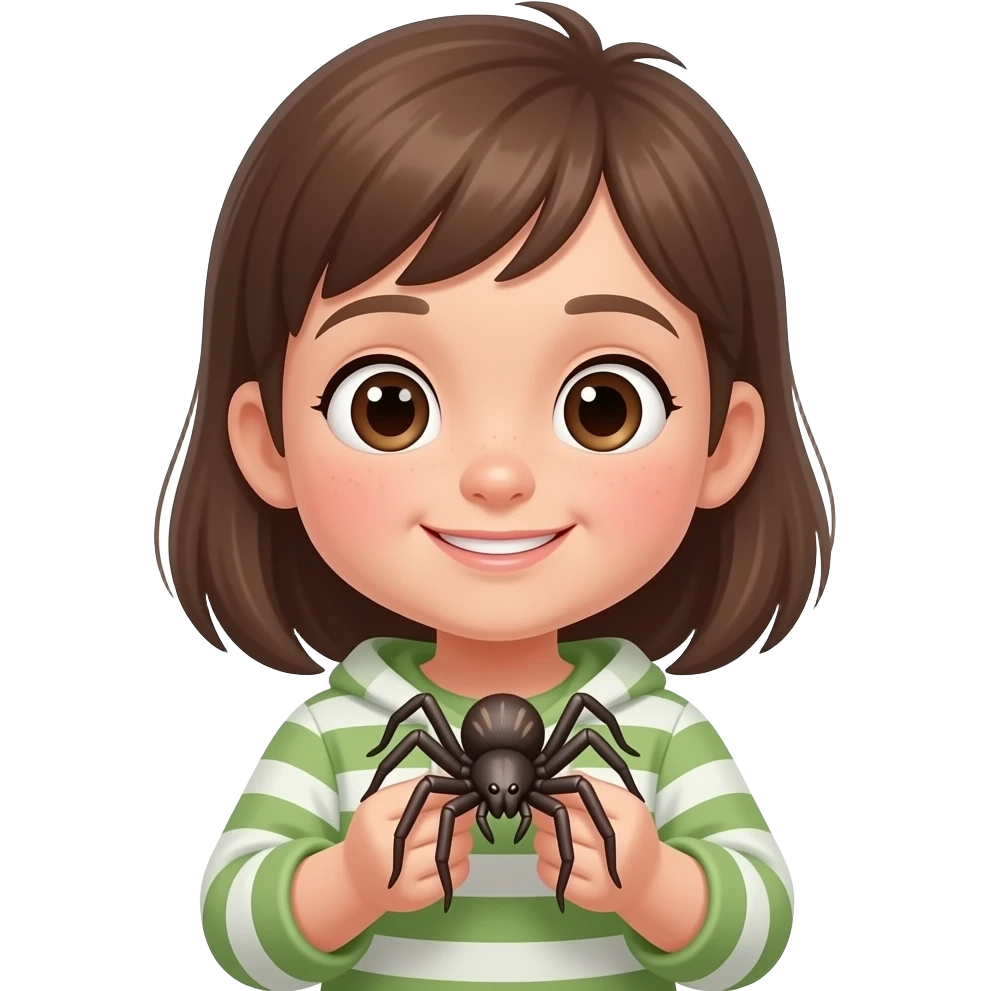 A child with a pet spider emoji