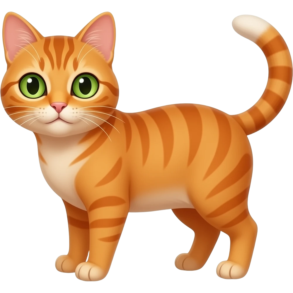 Orange cat with green eyes with white on the tip of its tail emoji