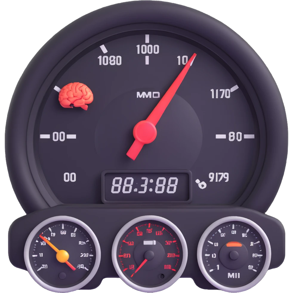 a dashboard with a speedometer, brain icon, and shield, showing fast, smart, and fair decisions in the flow of work emoji