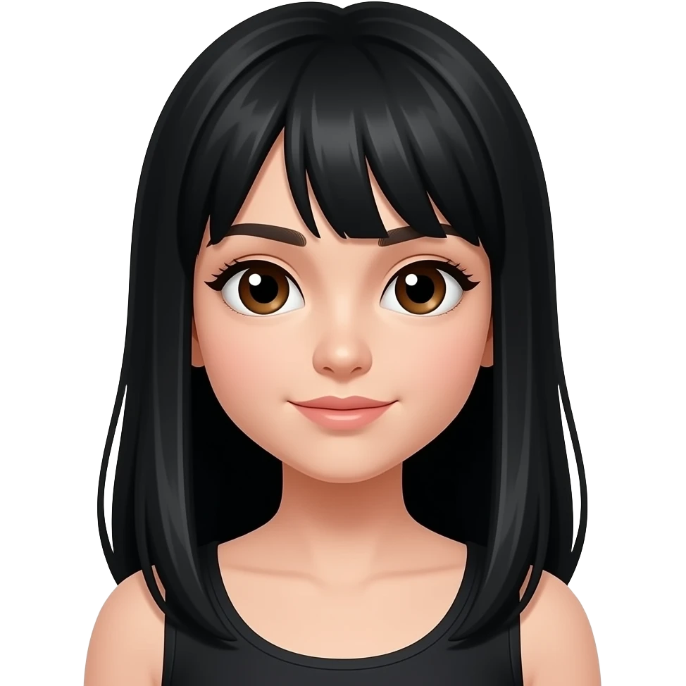 Long Black Hair, Brown eyes Girl without Pest And animals emoji