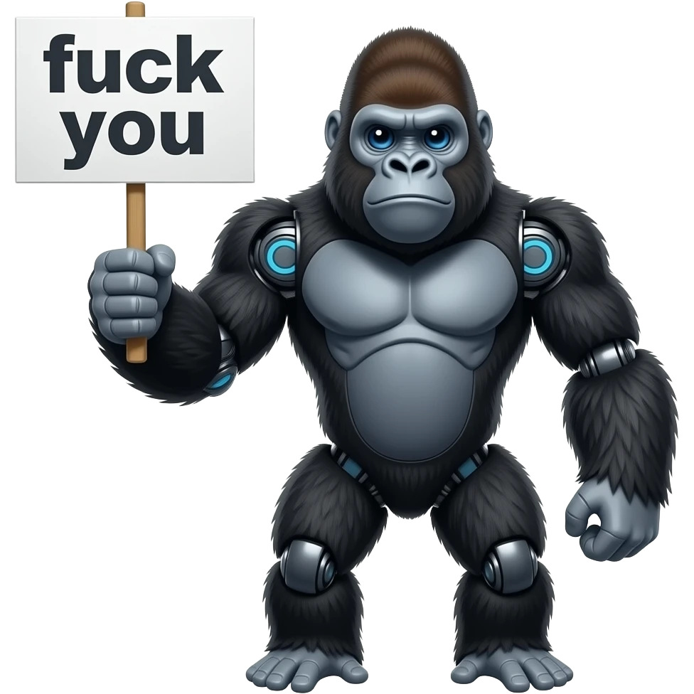 Robot gorilla holding fuck you sign emoji