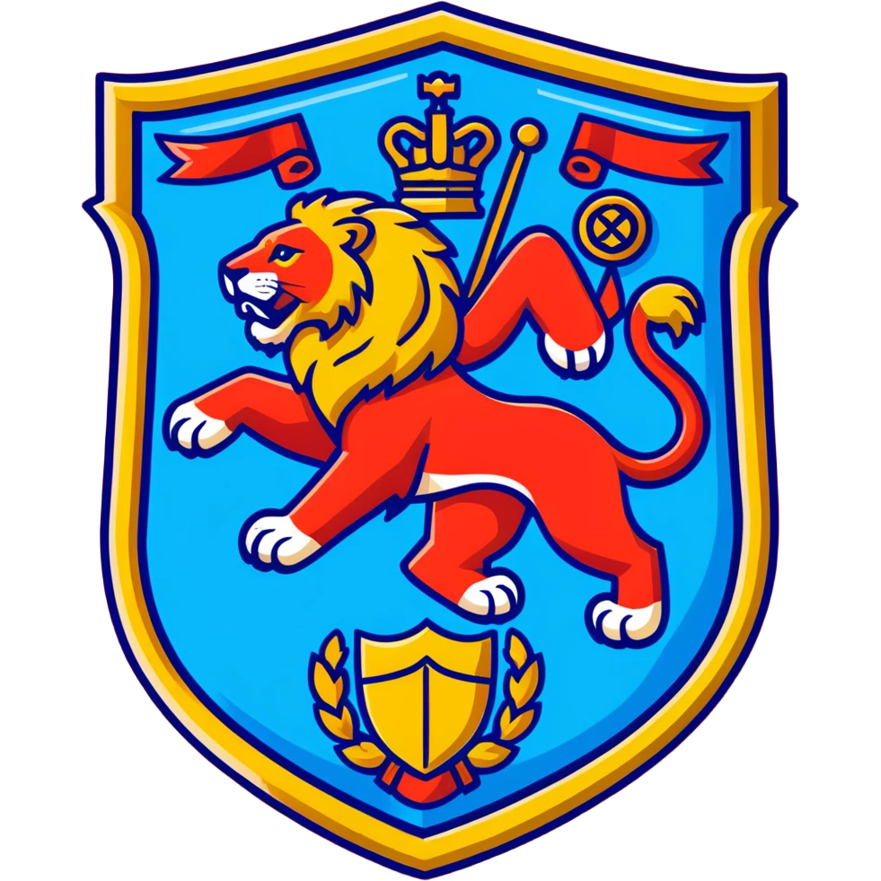 Majestic lion shield emblem, red and gold, House Augustus emoji