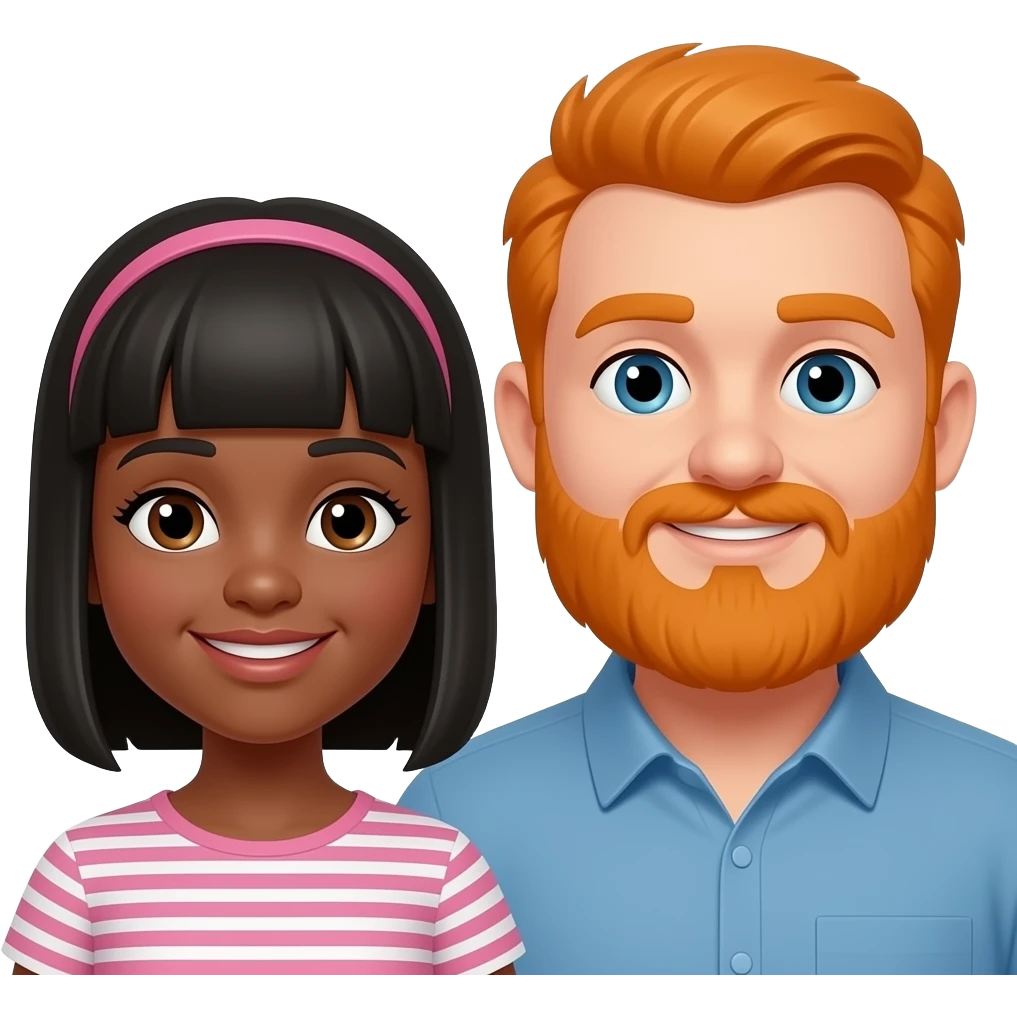 Black girl and orange  chubby head guy with beard  couple emoji