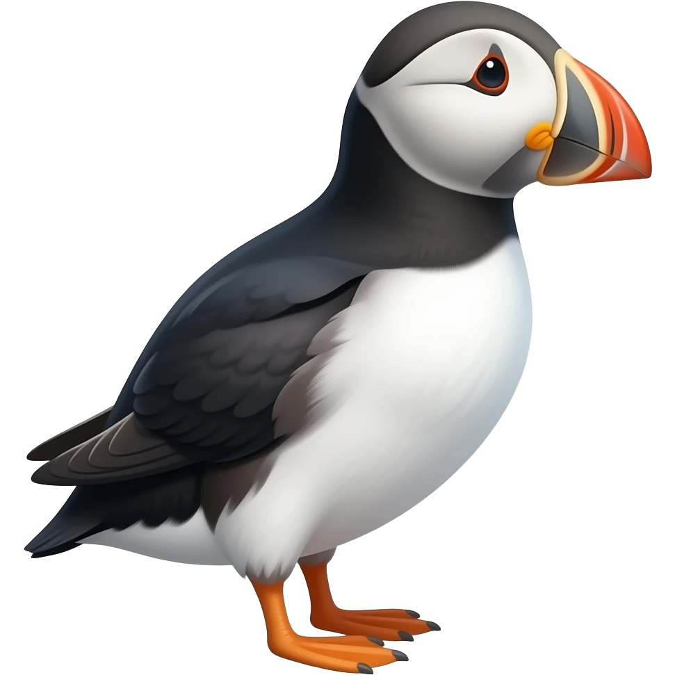 a side view of a standing puffin emoji