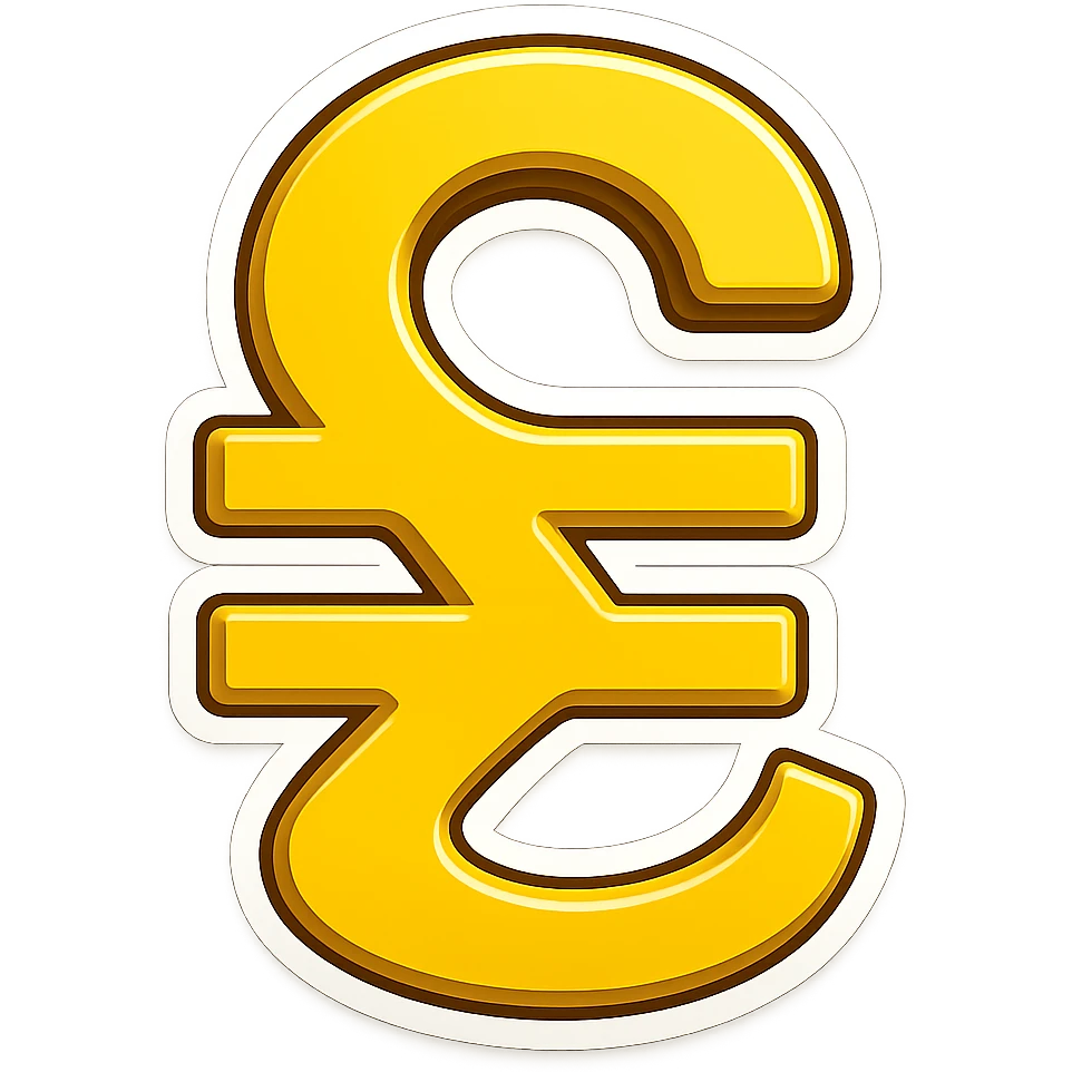 Ukrainian hryvnia currency symbol emoji, with a border, transparent background, in the style of apple emoji emoji
