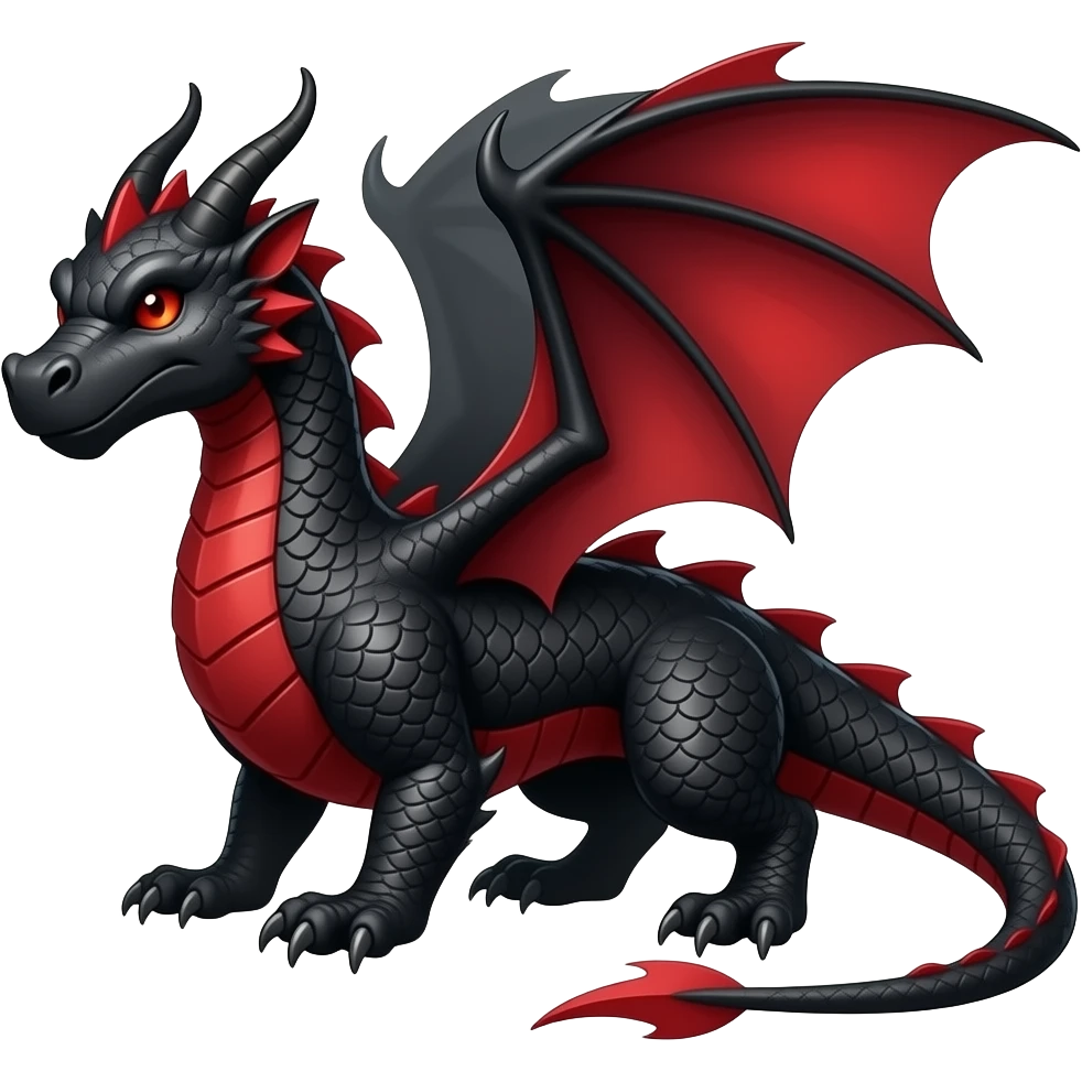 A DRAGON WITH BLACK  with red emoji