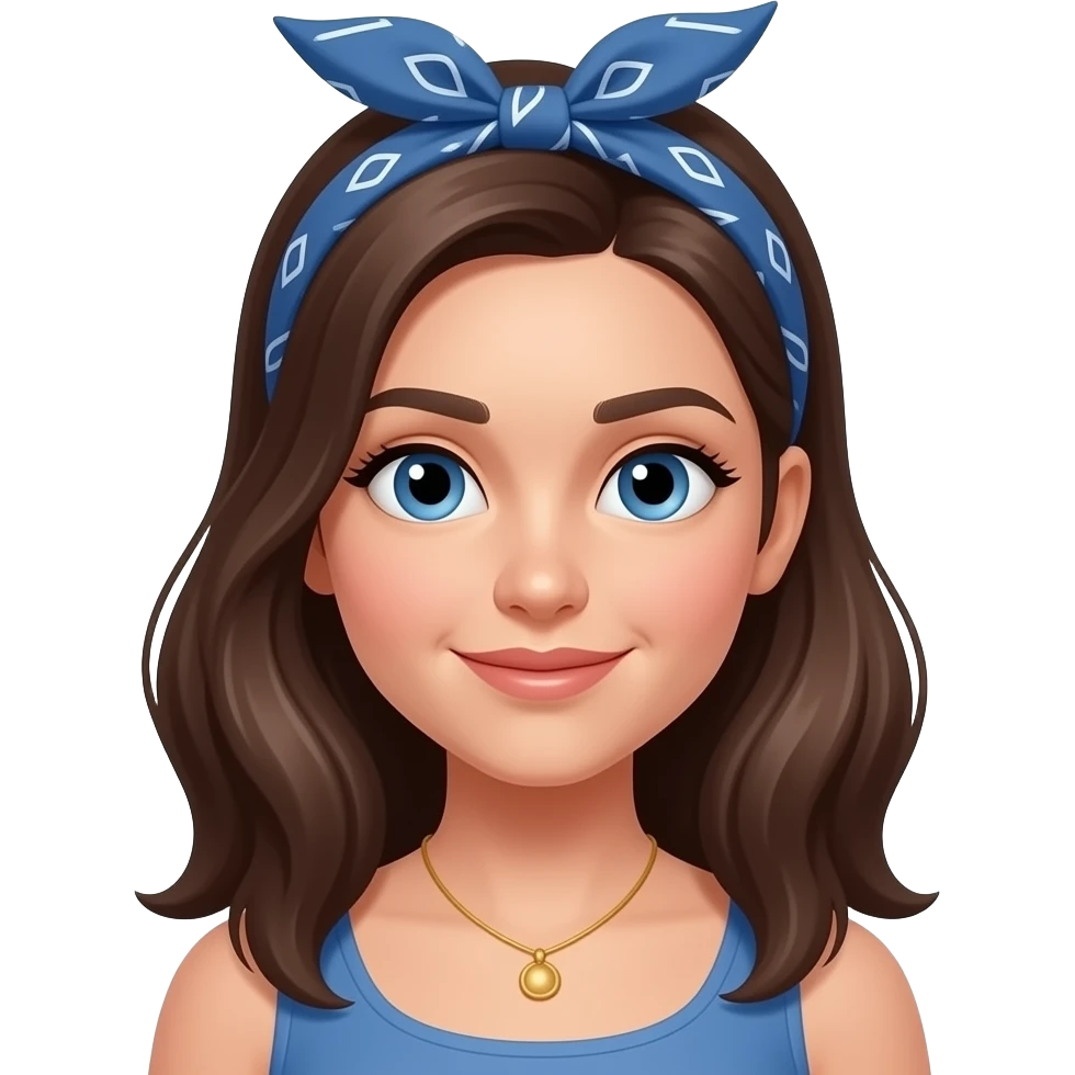 Blue bandana in her forehead emoji